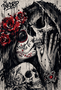 InkDrip Eternal Embrace – Gothic Skull Rose Art Tee